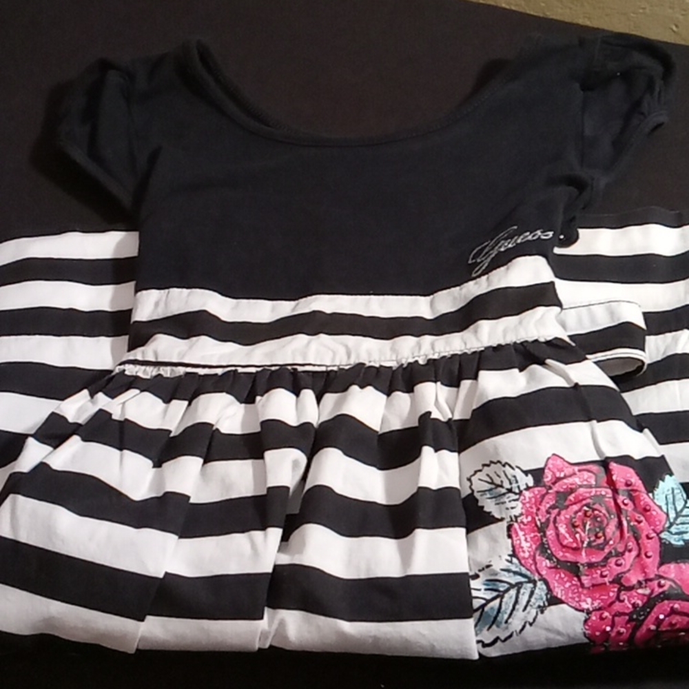 GUESS Black and White Dress w/ Pink Flowers Size S (7/8) - Picture 8 of 8
